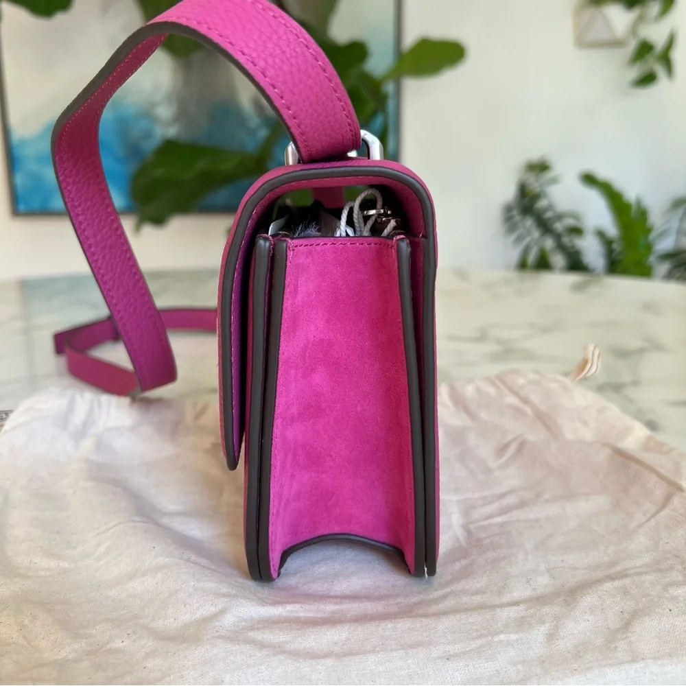 NWT TORY BURCH Small Eleanor Convertible Shoulder Bag In Plumberry Leather Suede - Picture 5 of 14